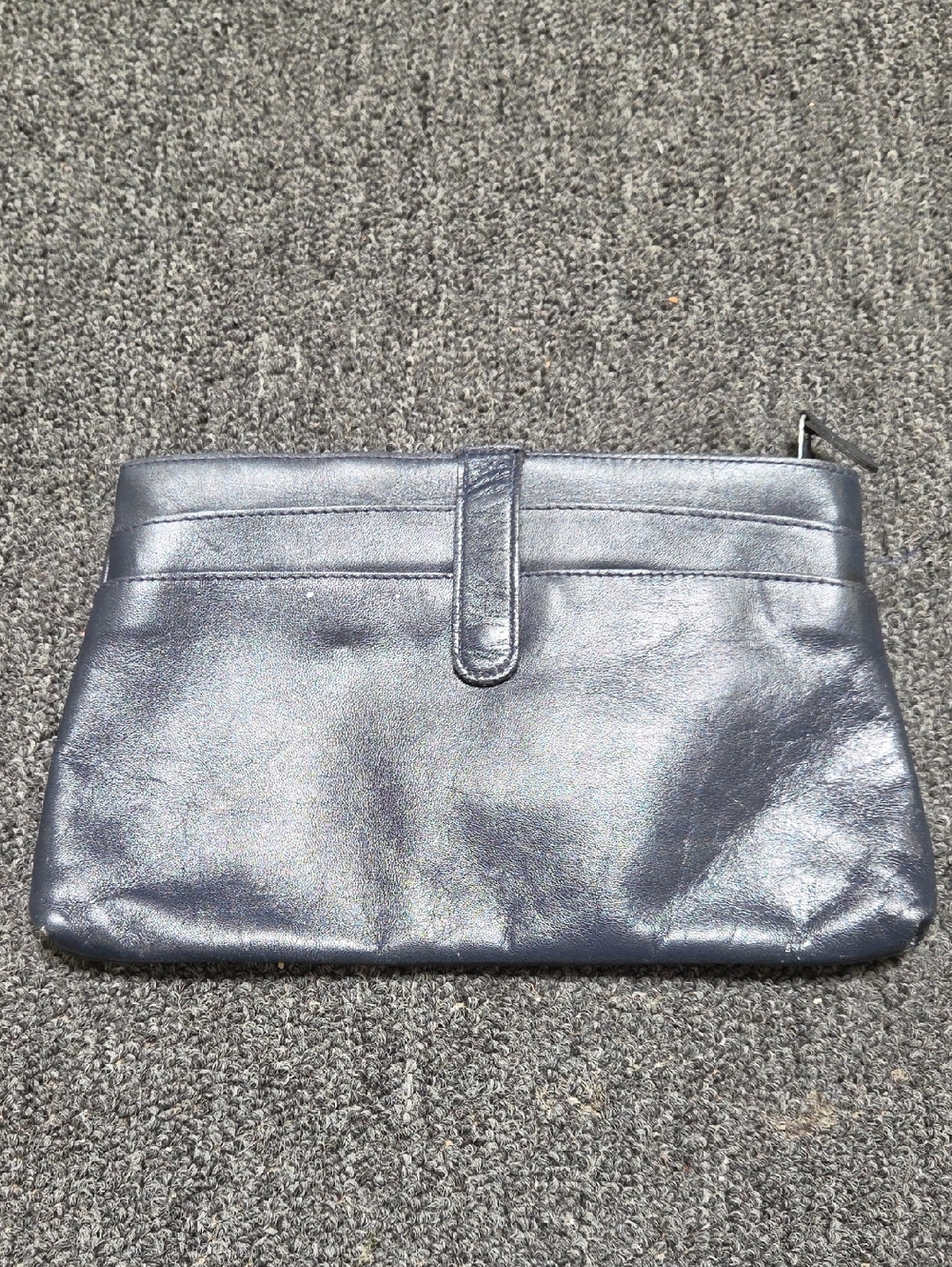 Partners Metallic Navy Leather Wristlet Clutch